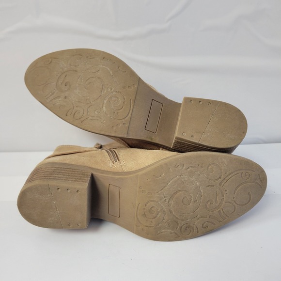 House of Harlow Tan Suede Harness Ankle Boots Women Size 7.5 Beachwood - Picture 6 of 10